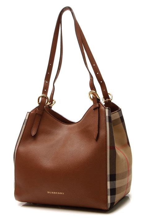 burberry small canter in leather and house check|Burberry Small Canterby Tan Leather Check Canvas Tote Bag .